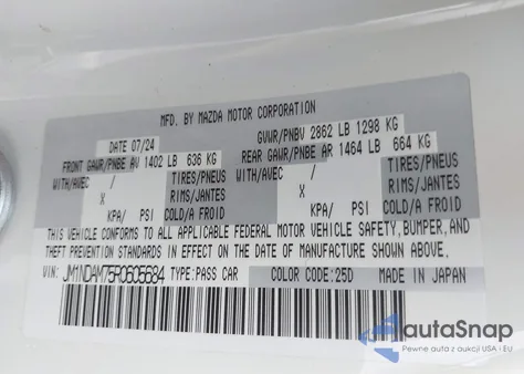 2024 Mazda Mx-5 Miata Rf Grand Touring из США, поврежденный, VIN JM1NDAM75R0605684